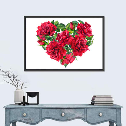 Watercolor Rose Heart Wall Art