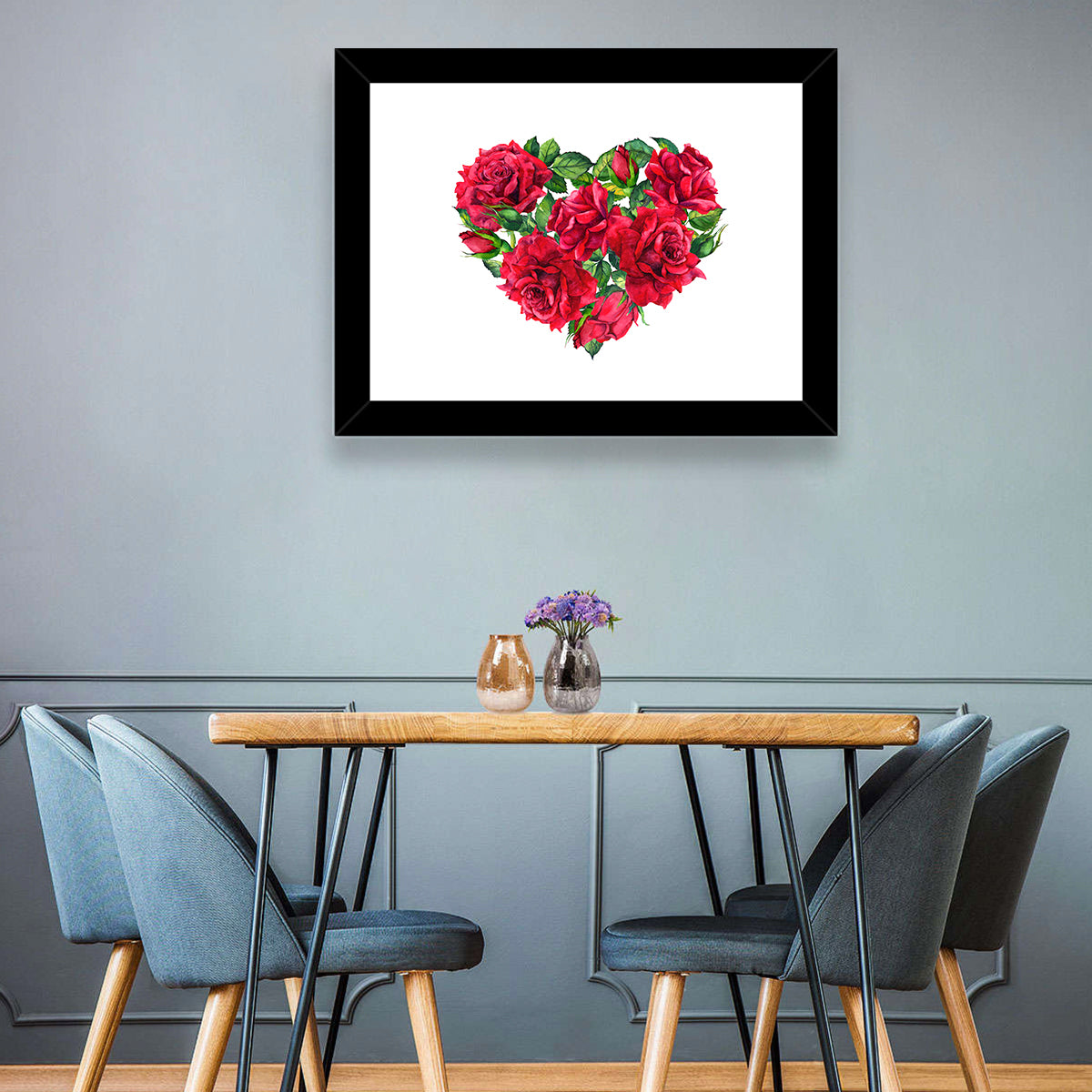Watercolor Rose Heart Wall Art