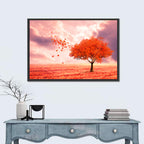 Windblown Red Autumn Tree Wall Art