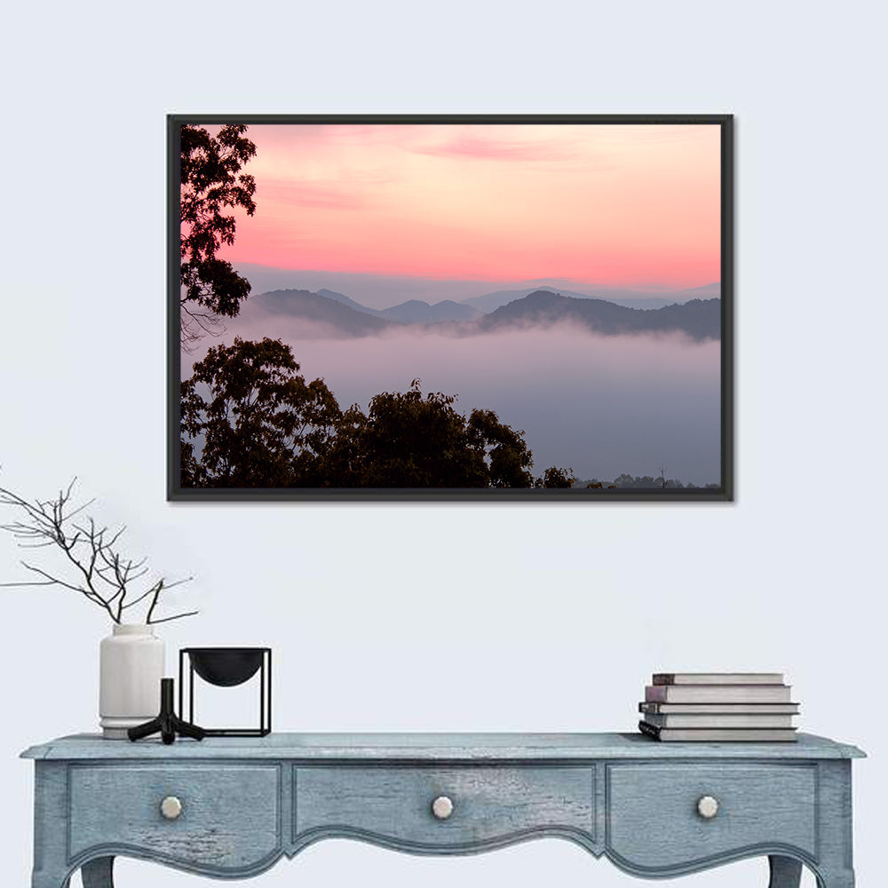 Smogy Foothills Dawn Wall Art in a room, landscape