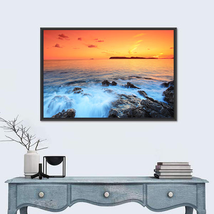 Dubrovnik Sunset Over Rocky Shore Wall Art