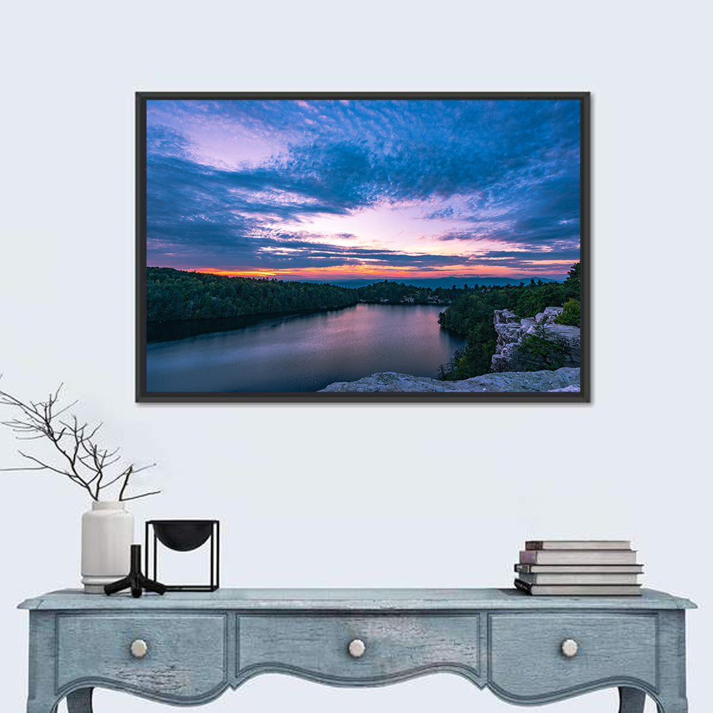 Lake Minnewaska Sunset Wall Art in a room, landscape
