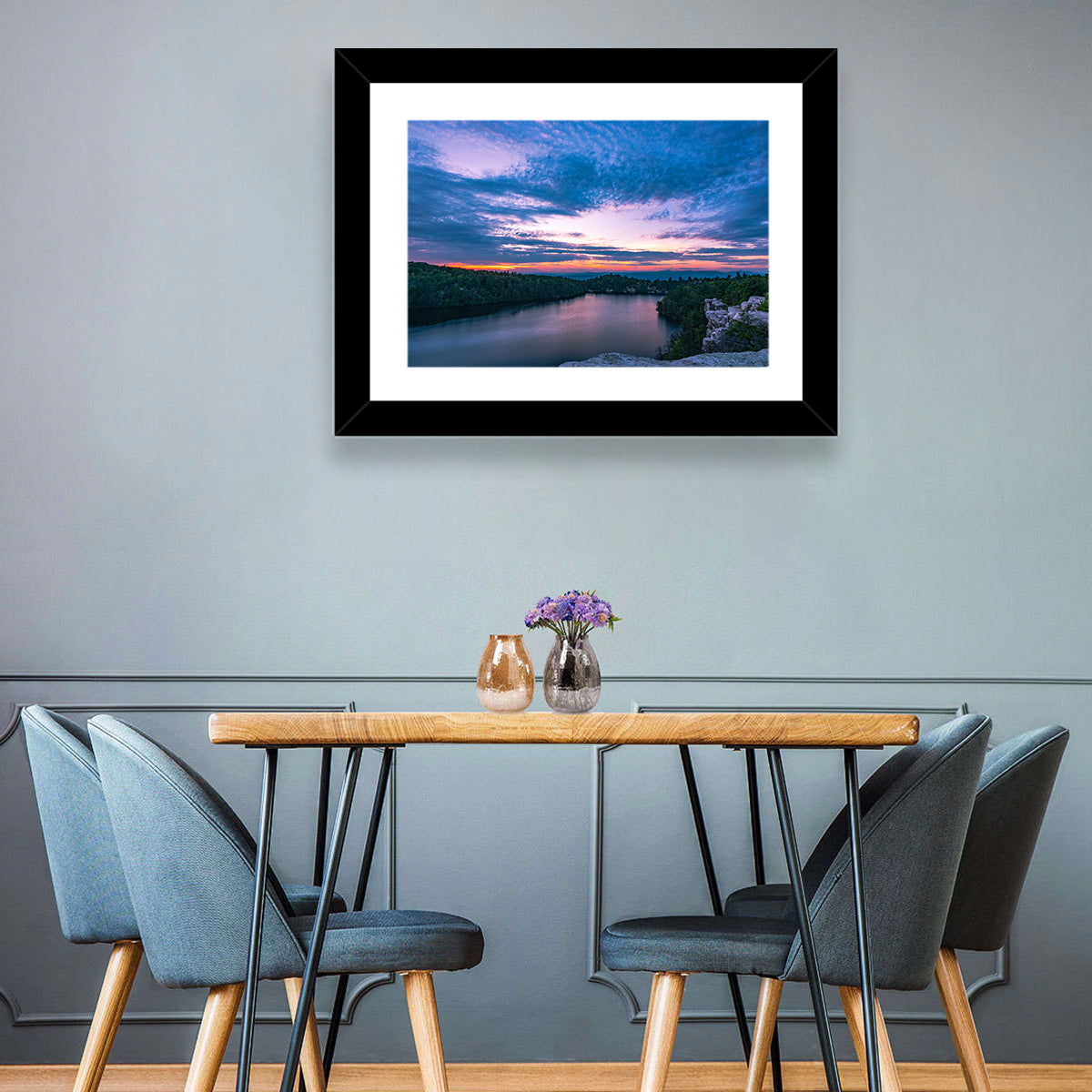 Lake Minnewaska Sunset Wall Art in a room, landscape