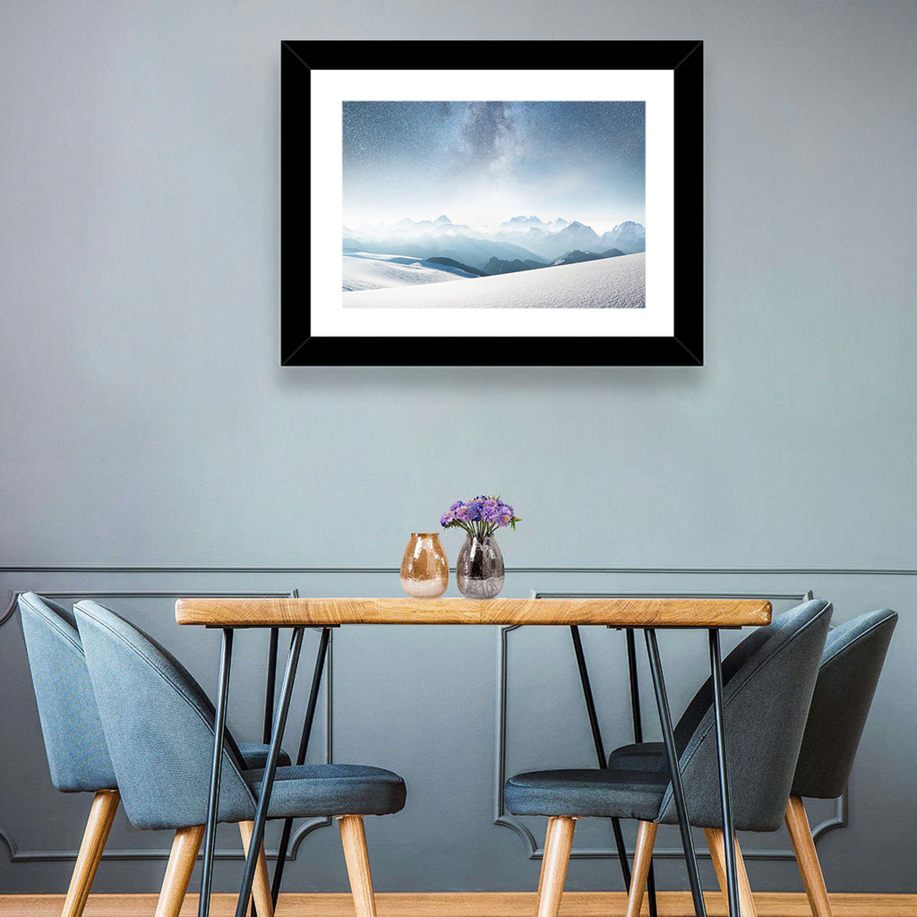 Starry Milky Way Over Snowy Peaks Wall Art
