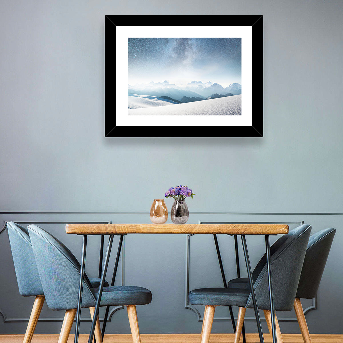 Starry Milky Way Over Snowy Peaks Wall Art