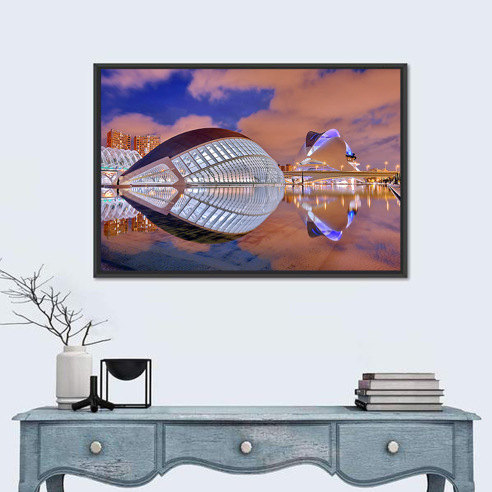 Valencia City of Arts and Sciences Twilight Wall Art in a room, landscape