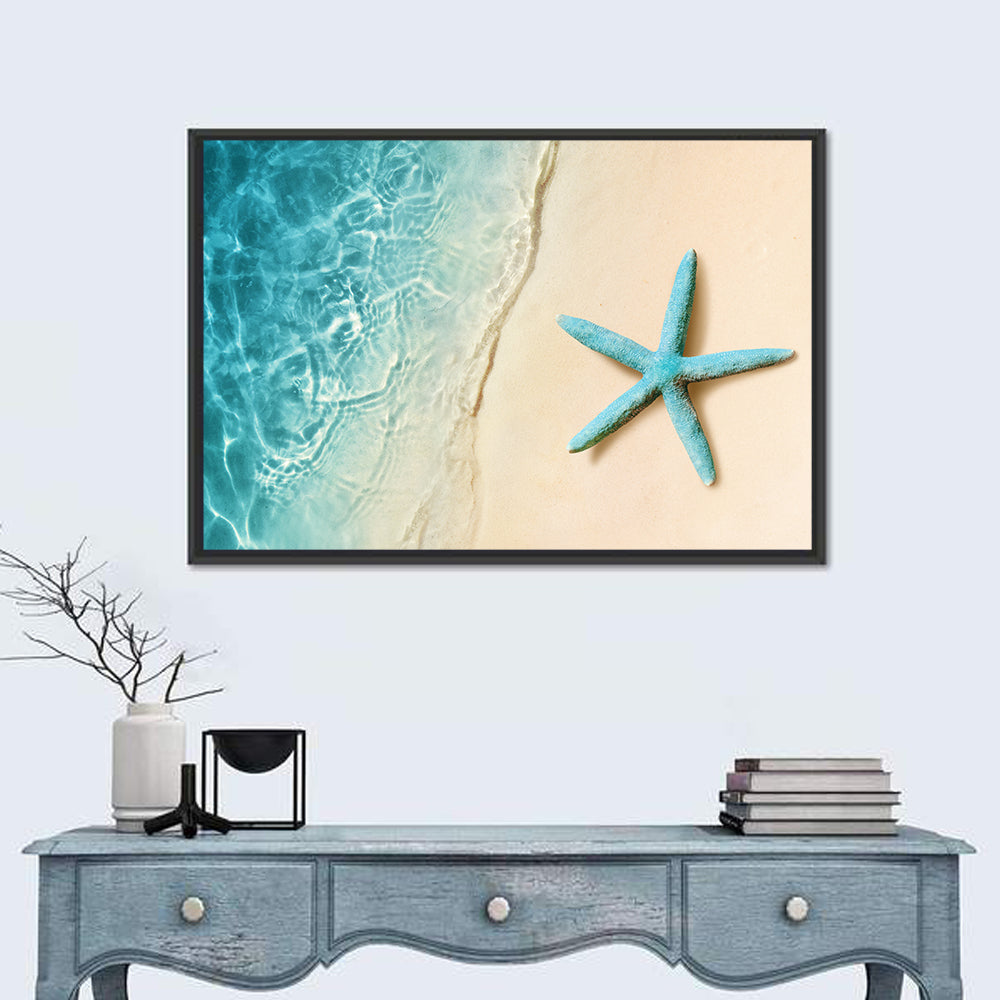 Blue Starfish on Sandy Beach Wall Art
