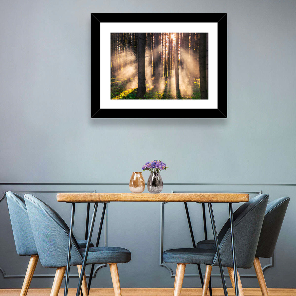 Sunrise Through Misty Forest Wall Art