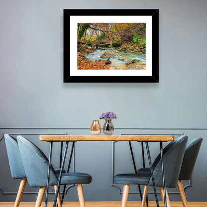 Mossy Footbridge in Autumn Forest Wall Art