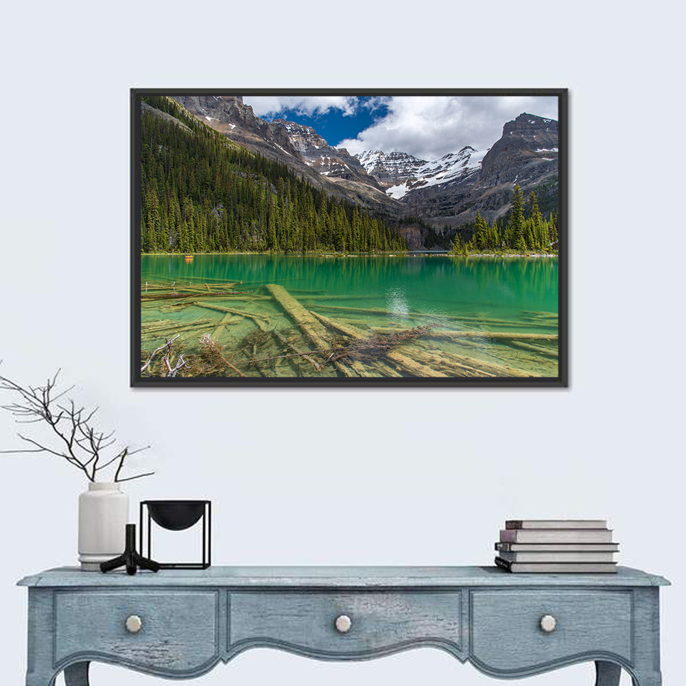 Lake O'hara Reflection Wall Art in a room, landscape