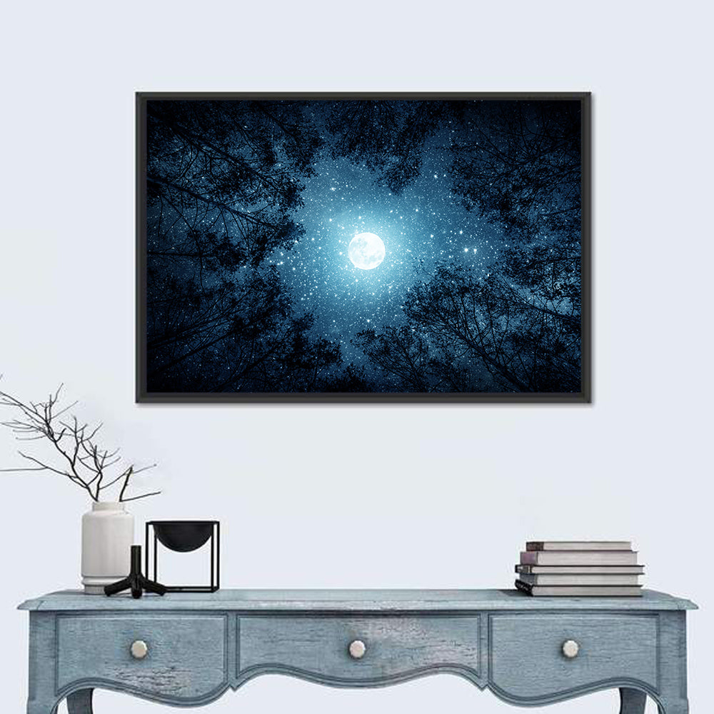 Full Moon Over Forest Wall Art