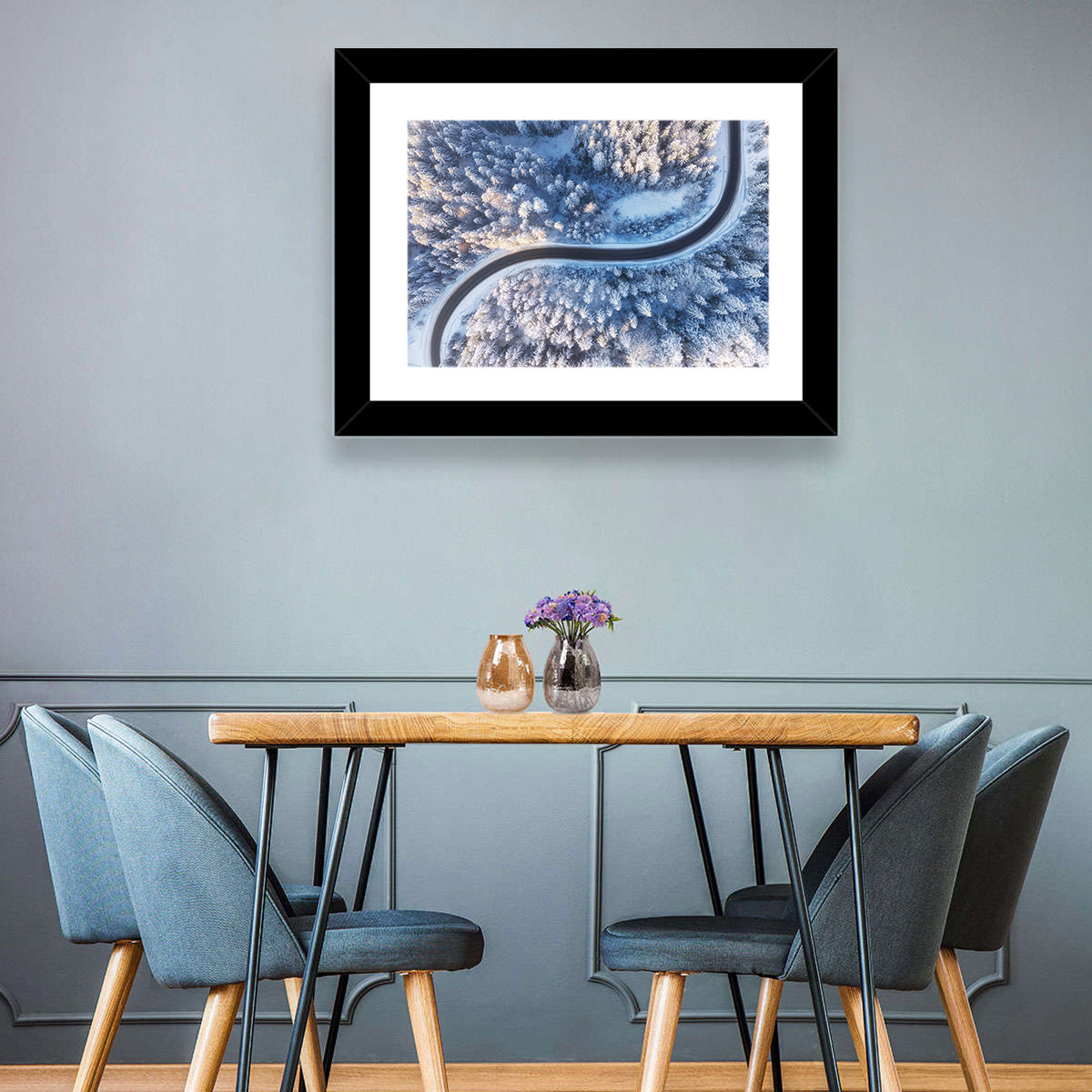 Winding Snow-covered Forest Road Wall Art