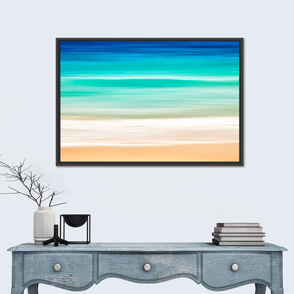 Layered Turquoise Seashore Abstract Wall Art