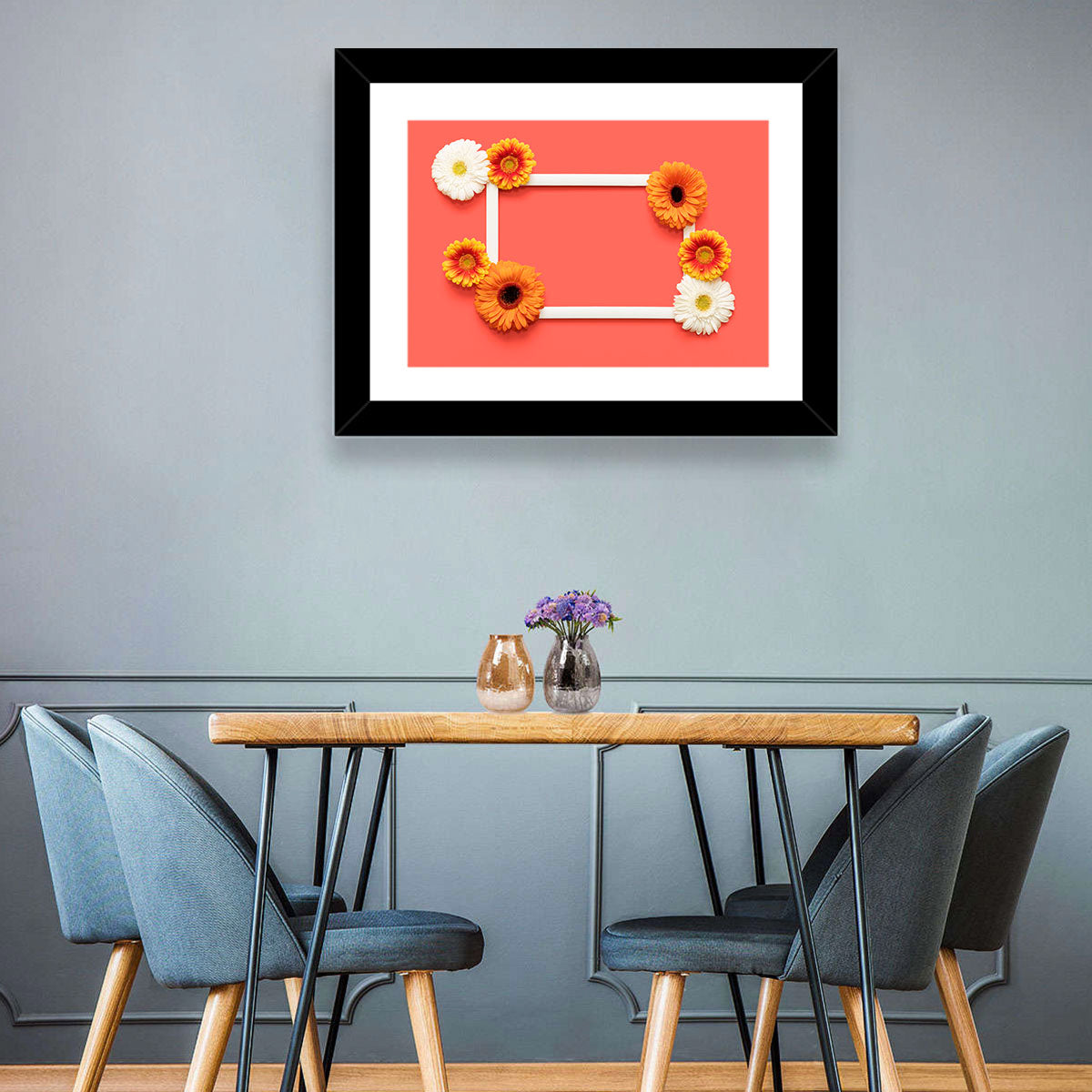 Handwritten Gerbera Greeting Wall Art in a room, landscape