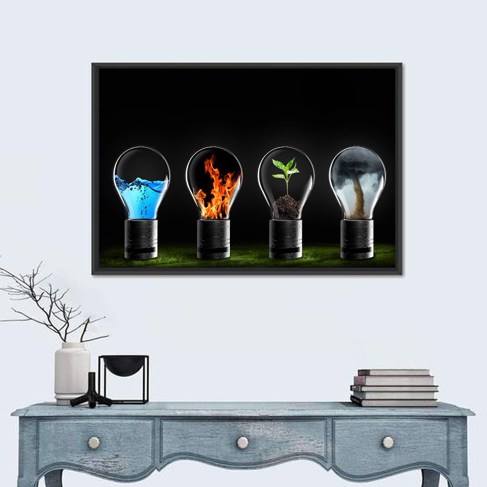 Elemental Light Bulbs Wall Art in a room, landscape
