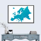 Teal Gradient Europe Map Wall Art