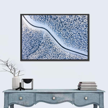 Winding Snowy Forest Road Wall Art