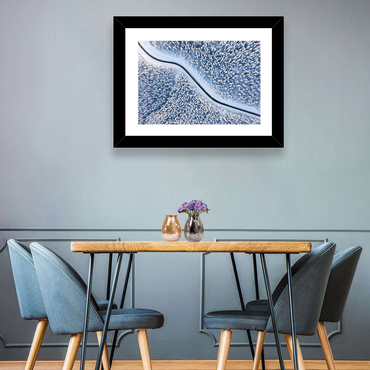 Winding Snowy Forest Road Wall Art
