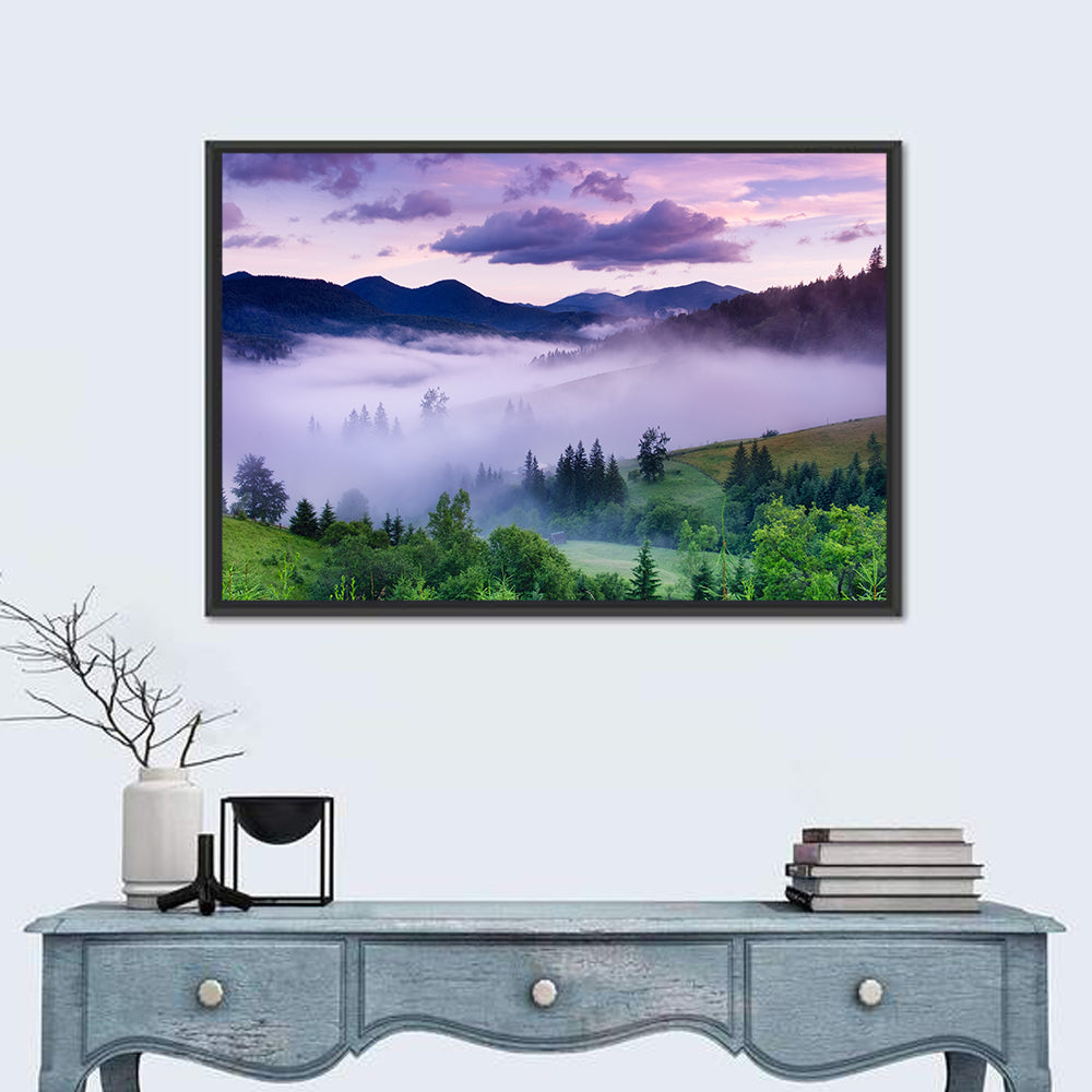 Foggy Summer Mountainscape Wall Art