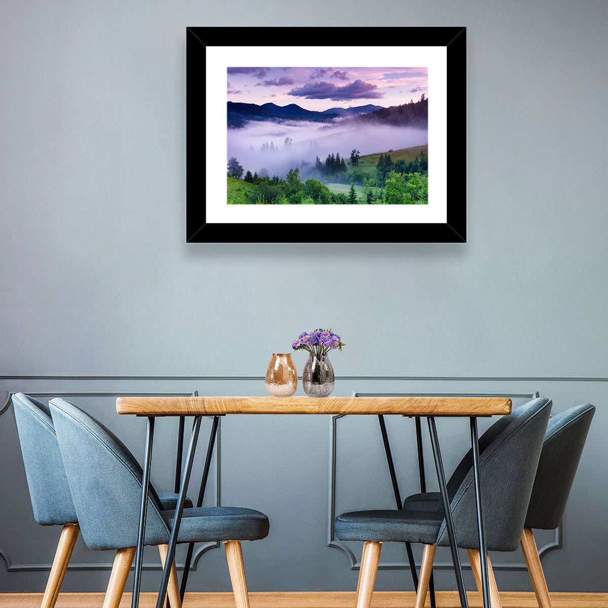 Misty Mountain Valley at Twilight Wall Art