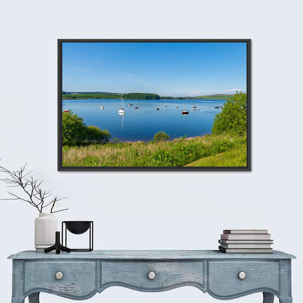 Anchored Sailboats at Llyn Brenig Wall Art