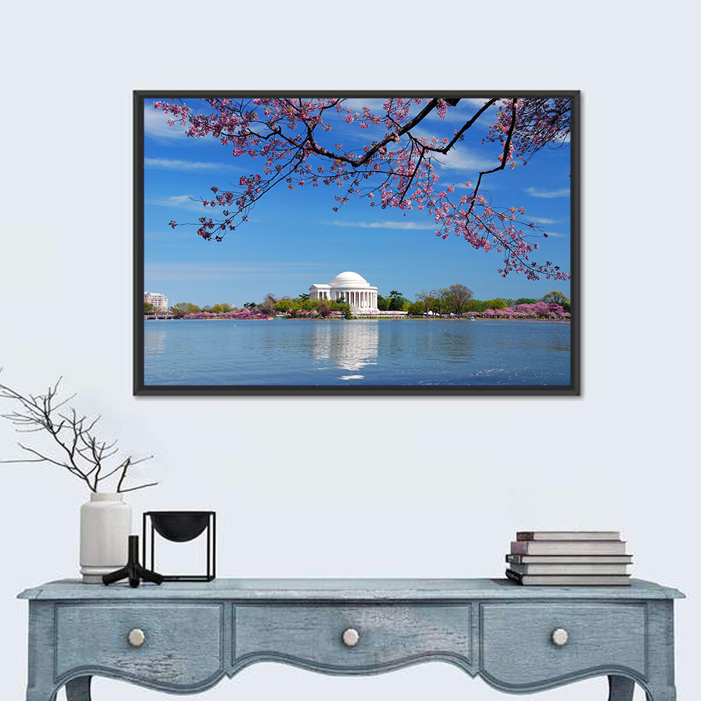 Thomas Jefferson Memorial with Cherry Blossoms Wall Art in a room, landscape
