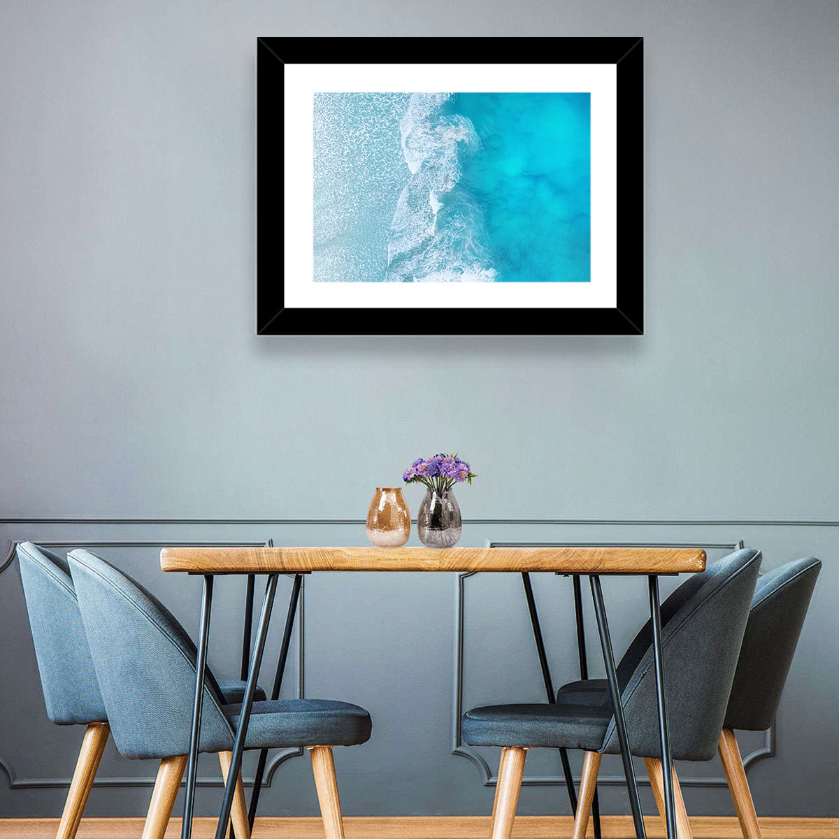 Turquoise Aerial Ocean Waves Wall Art