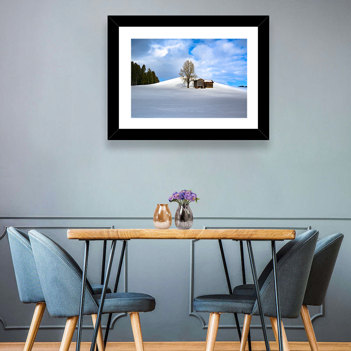 Rustic Barn on a Snowy Hill Wall Art