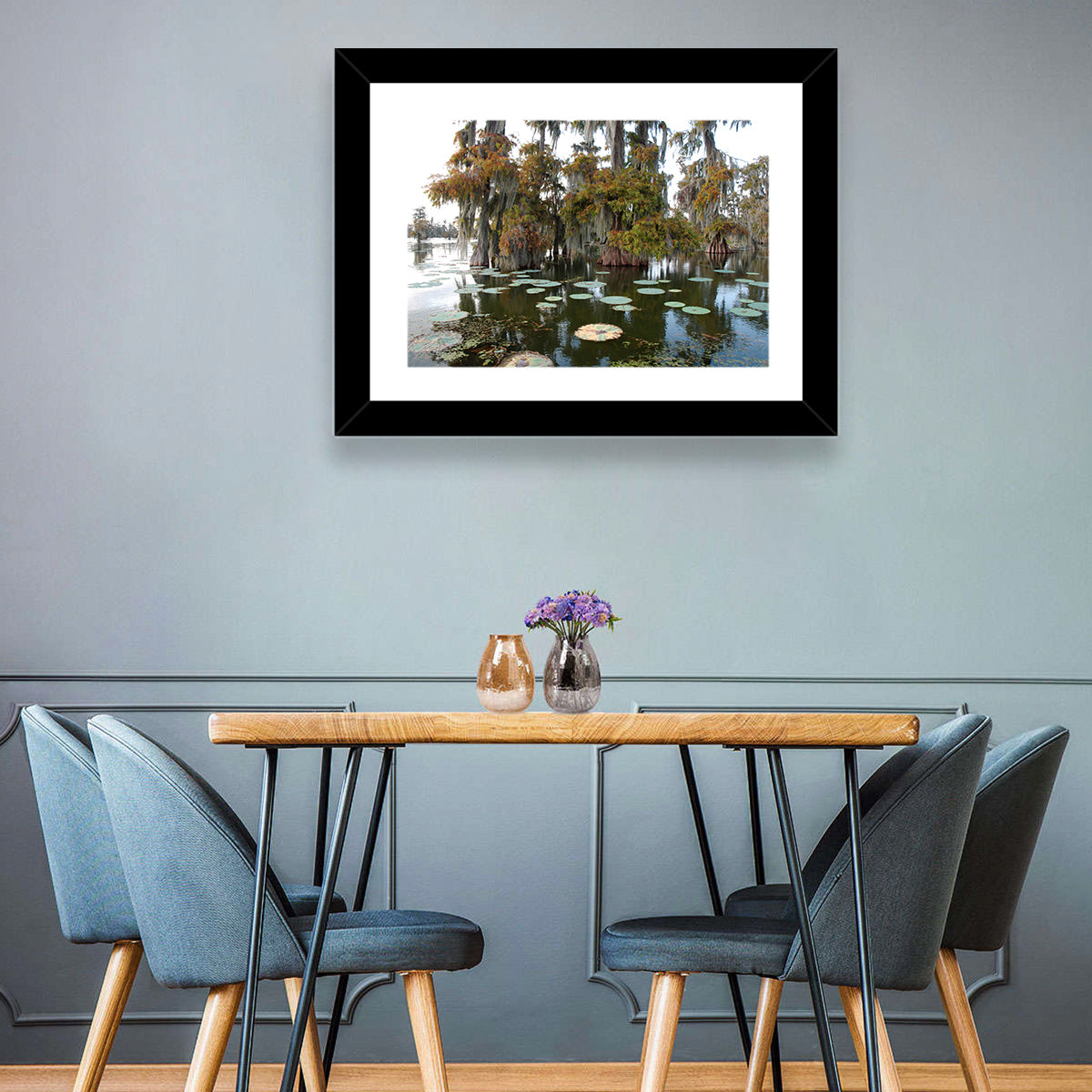 Lake Martin Cypress Swamp Wall Art in a room, landscape