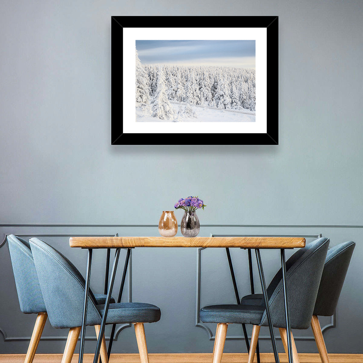 Snowy Forest Railway Tracks Wall Art
