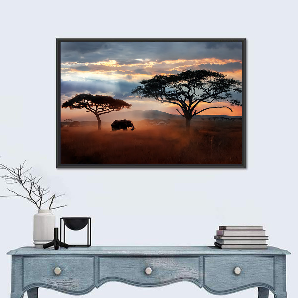 Savanna Elephant at Sunset Wall Art