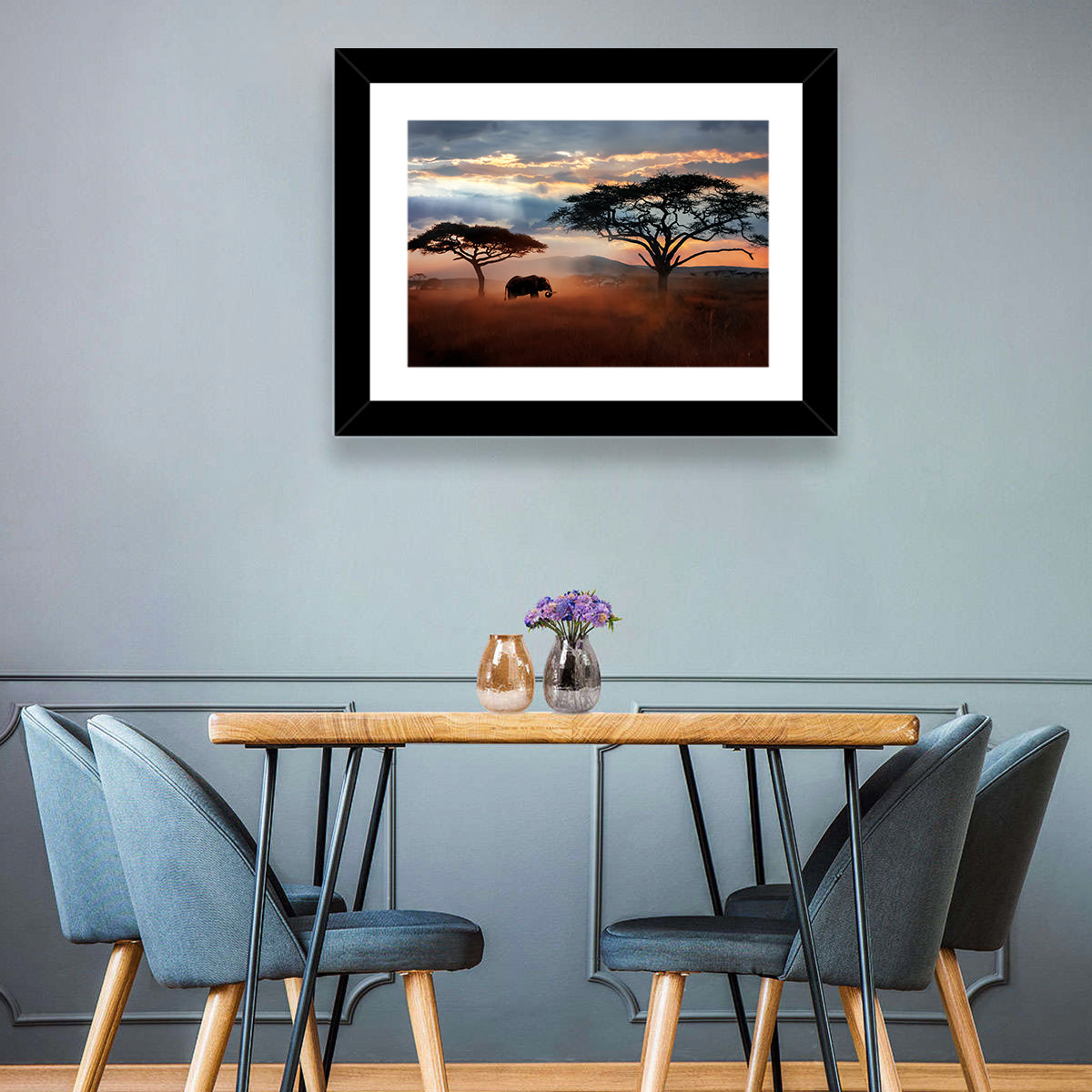 Savanna Elephant at Sunset Wall Art