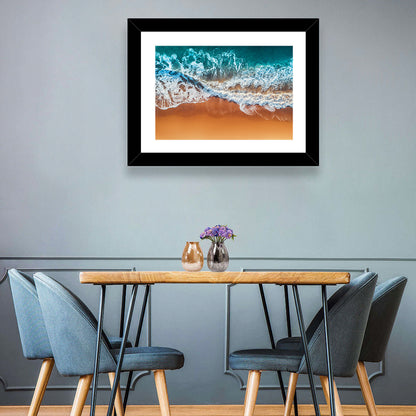 Sandy Beach Sea Waves Wall Art