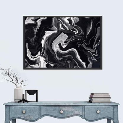 Flowing Black Marble Abstract Wall Art