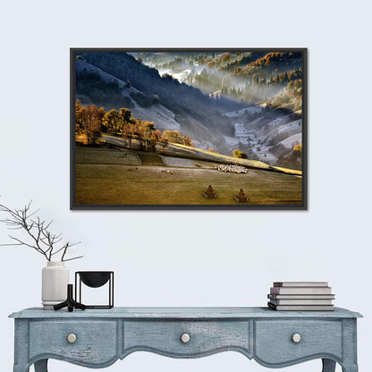 Mountain Village in Morning Mist Wall Art