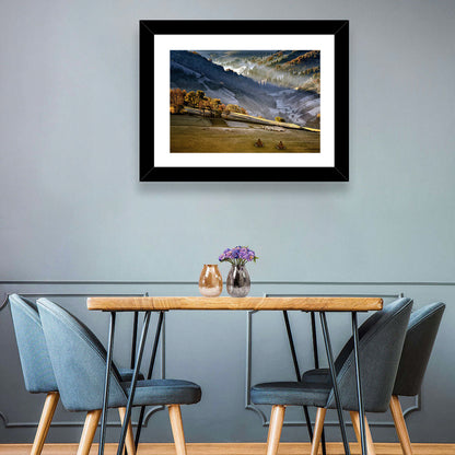 Mountain Village in Morning Mist Wall Art
