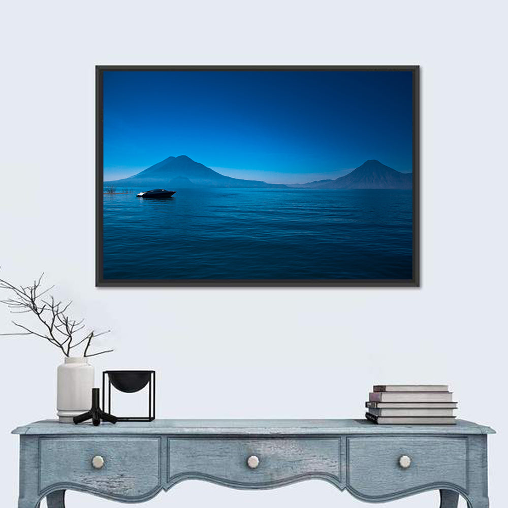 Boat on Lake Atitlán Wall Art in a room, landscape