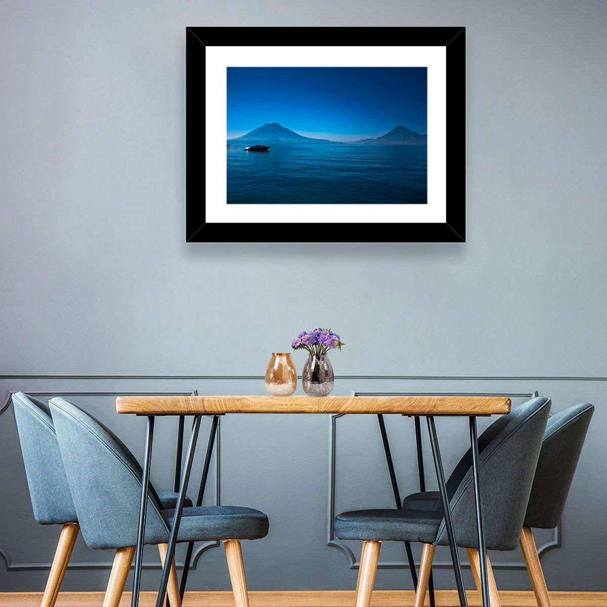 Boat on Lake Atitlán Wall Art in a room, landscape