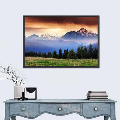 Austrian Mountain Peaks at Dusk Wall Art