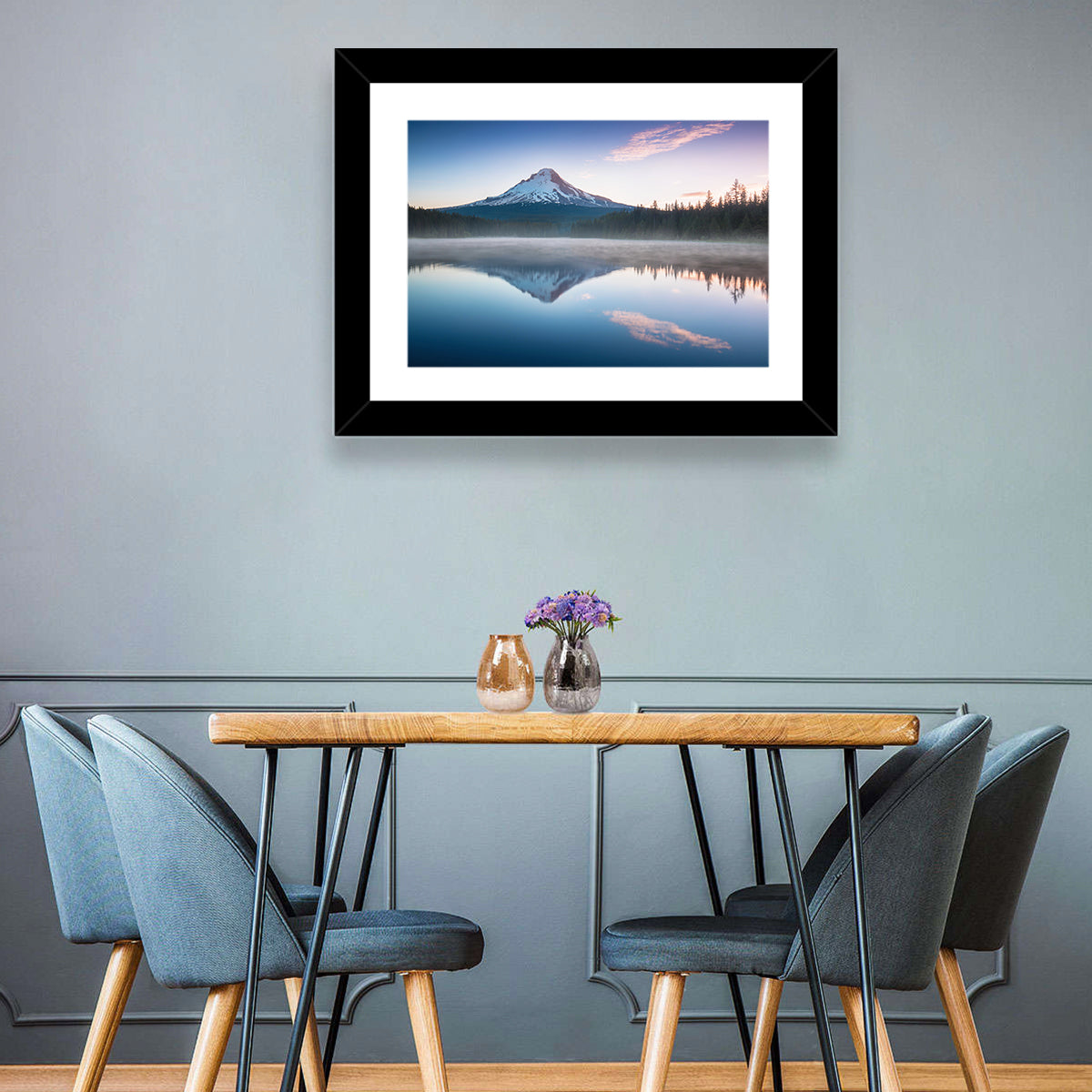 Mount Hood Reflection at Trillium Lake Wall Art in a room, landscape