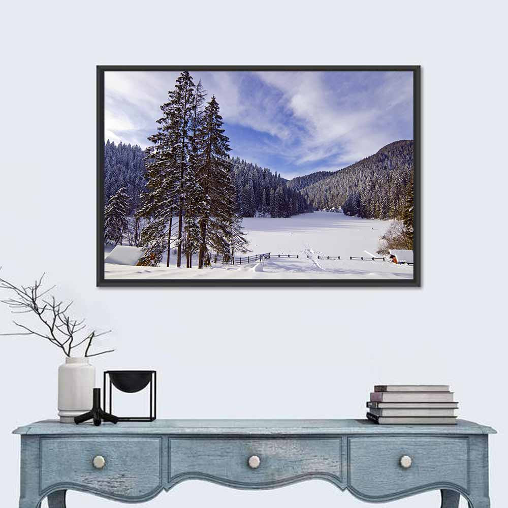 Red Lake Romania Winter View Wall Art