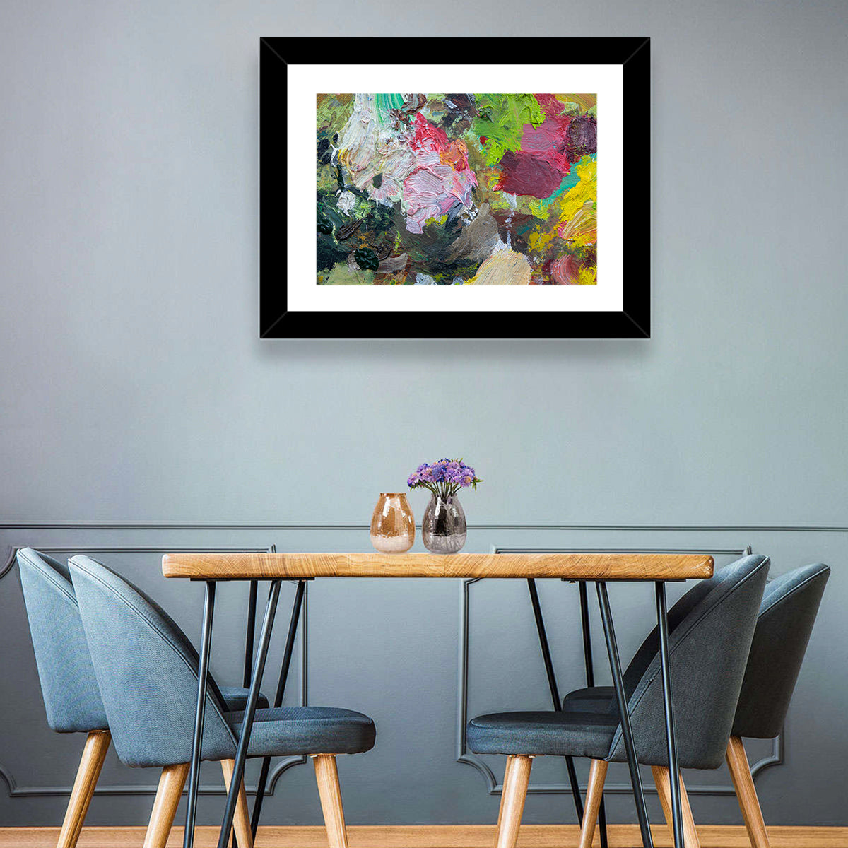 Hand Drawn Abstract Palette Wall Art in a room, landscape