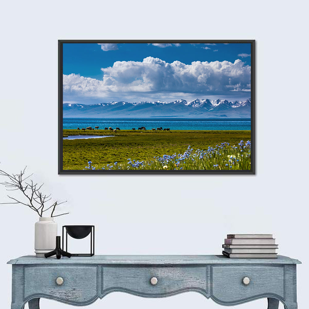 Song Kol Wildflower Shore Wall Art in a room, landscape