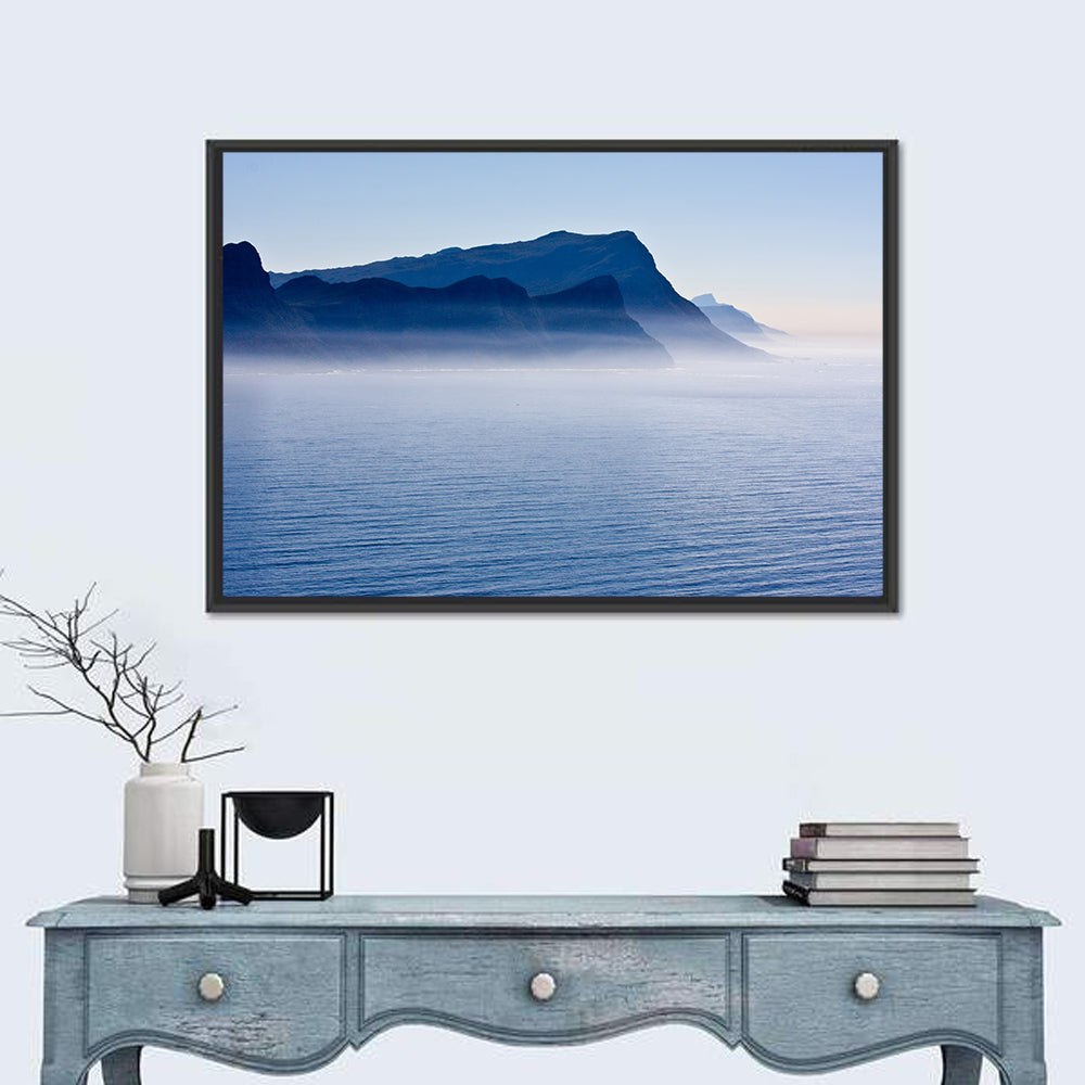 Misty Coastal Cliffs and Mountain Layers Wall Art