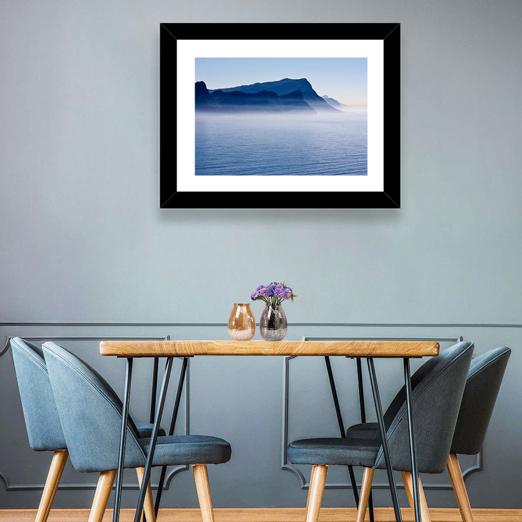 Misty Coastal Cliffs and Mountain Layers Wall Art