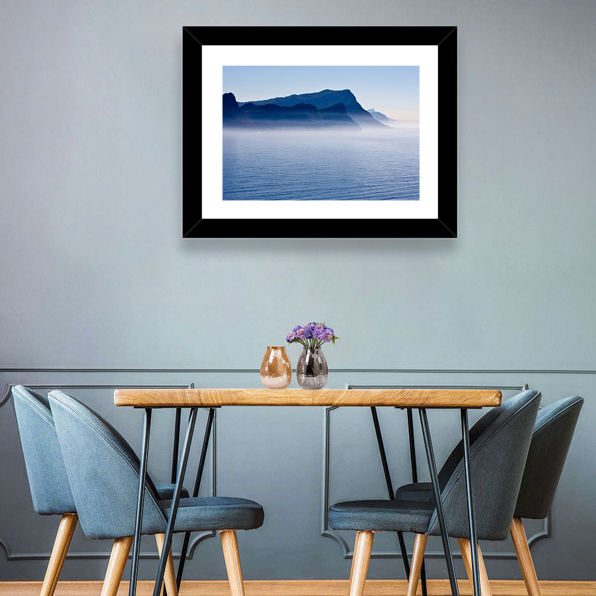 Misty Coastal Cliffs and Mountain Layers Wall Art