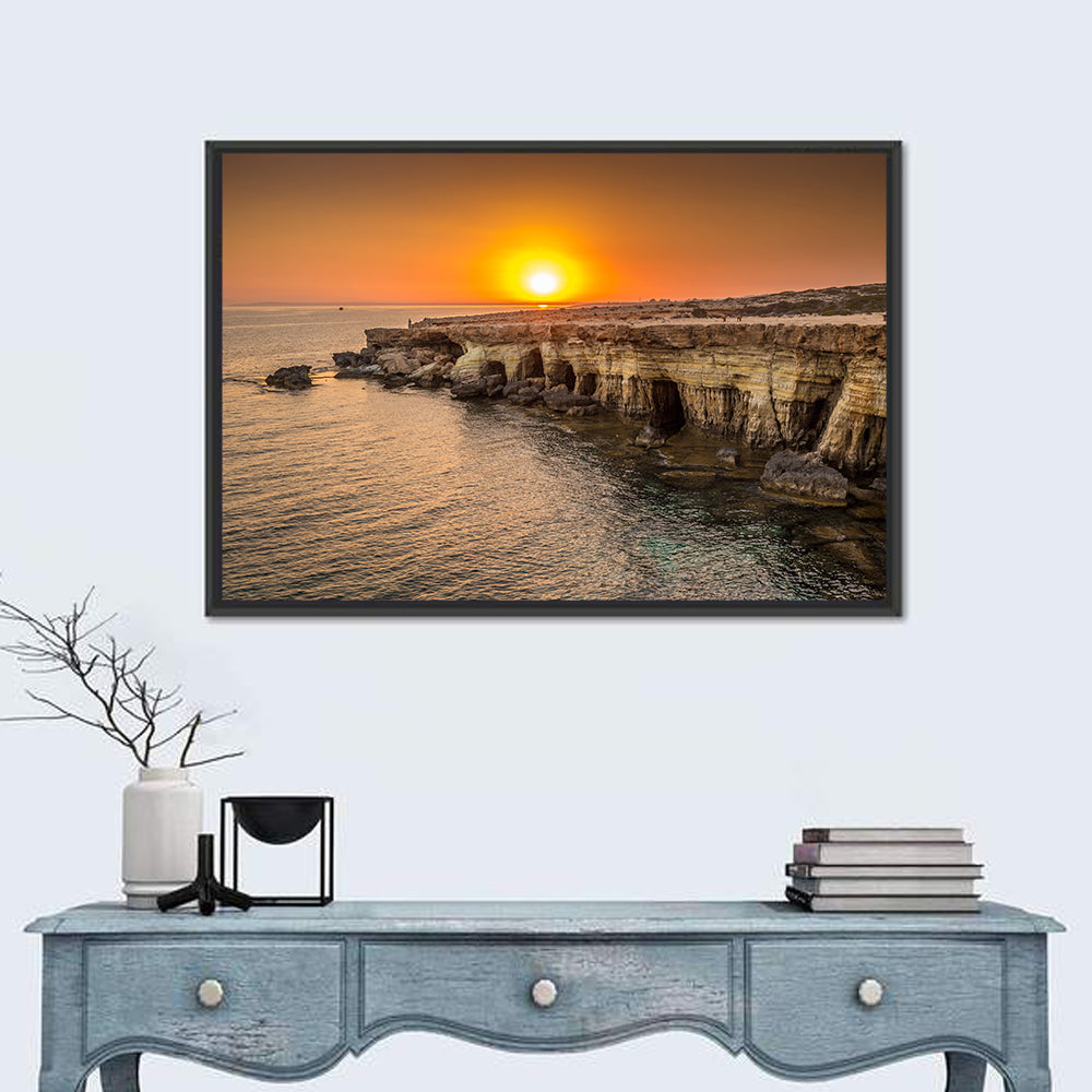 Sunset Over Sea Caves Wall Art