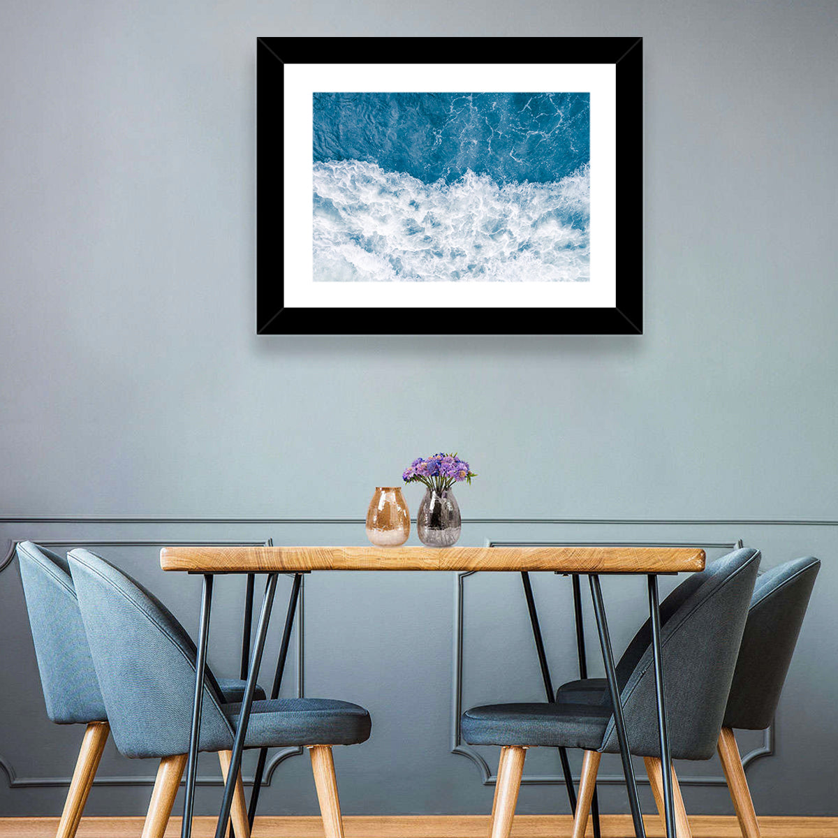 Stormy Blue Sea Wave Wall Art