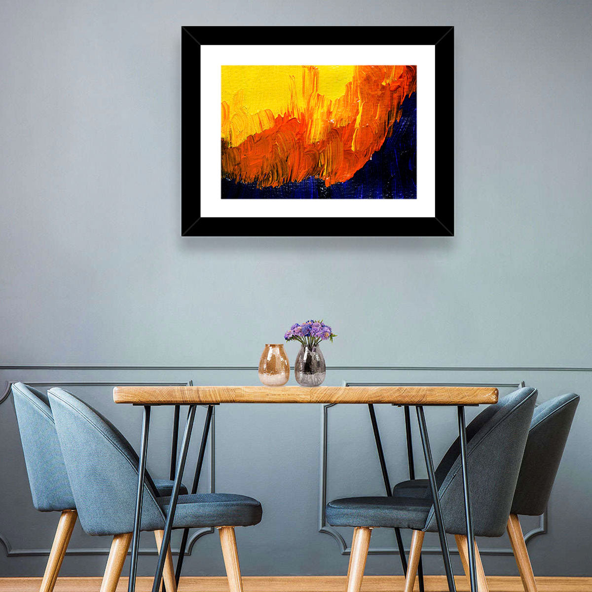 Mountain Ridge Abstract Wall Art in a room, landscape