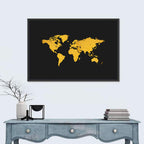 Gold Texture World Map Wall Art